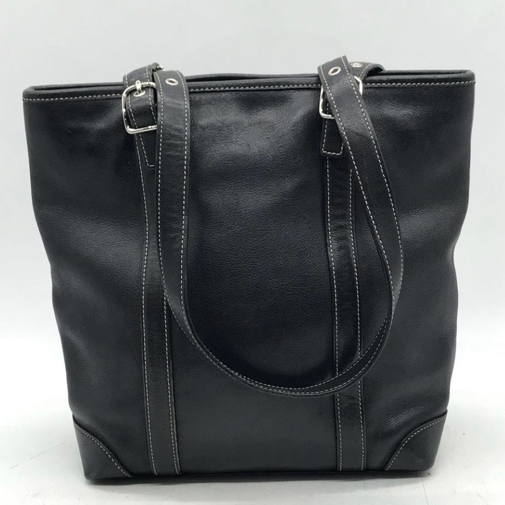 COACH Black Textured Tote Leather Buckled STRAP Shoulder HandBag M33-44…